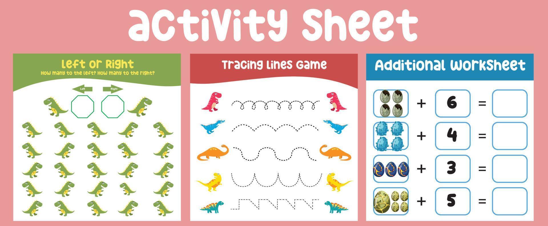 3 in 1 Activity sheet for children. Educational printable sheet for children vector