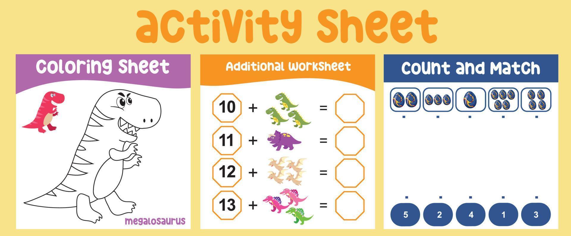 3 in 1 Activity sheet for children. Educational printable sheet for children vector
