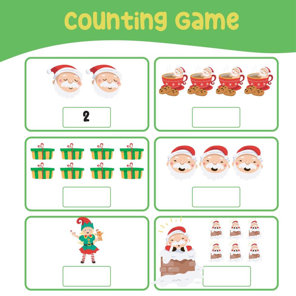 Counting and writing activity worksheet for children. Educational printable mathematic for preschool. Vector file.