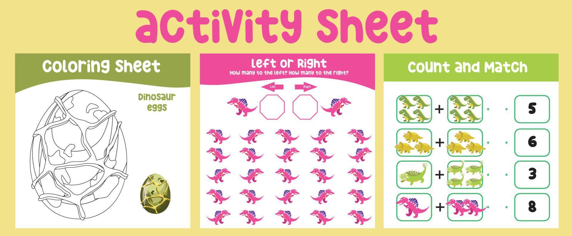 3 in 1 Activity sheet for children. Educational printable sheet for children vector