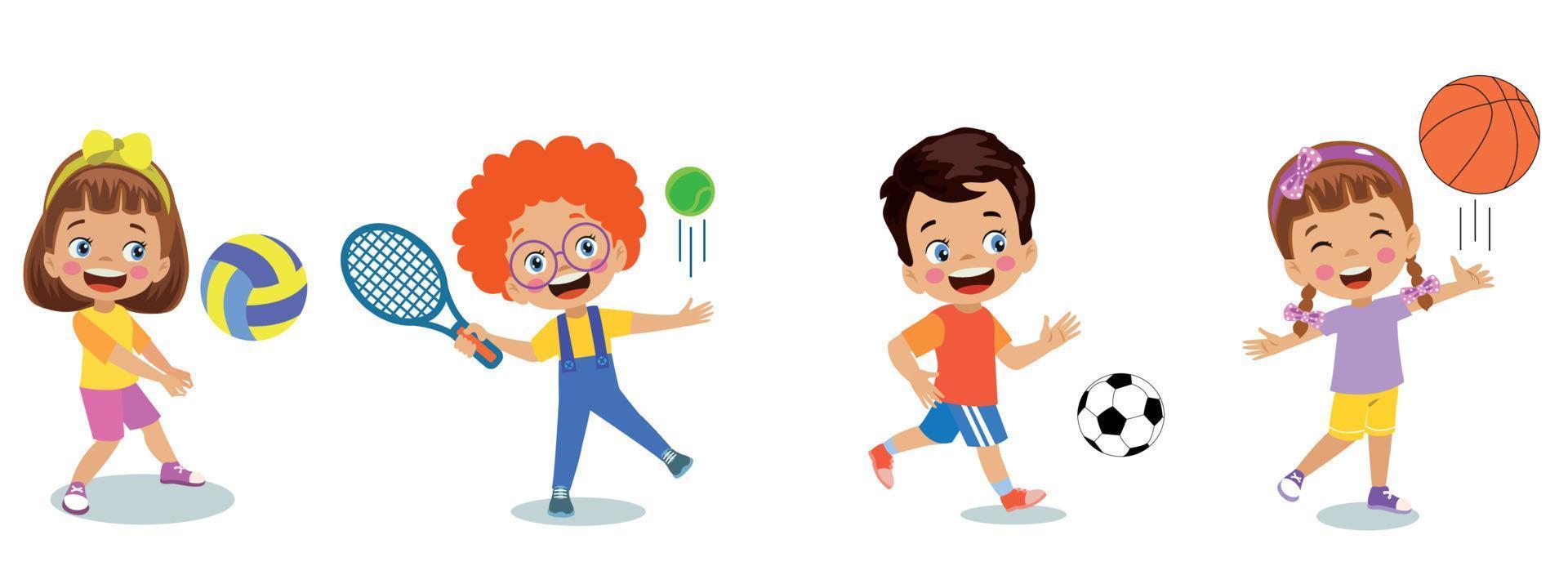 niños felices haciendo varios deportes vector