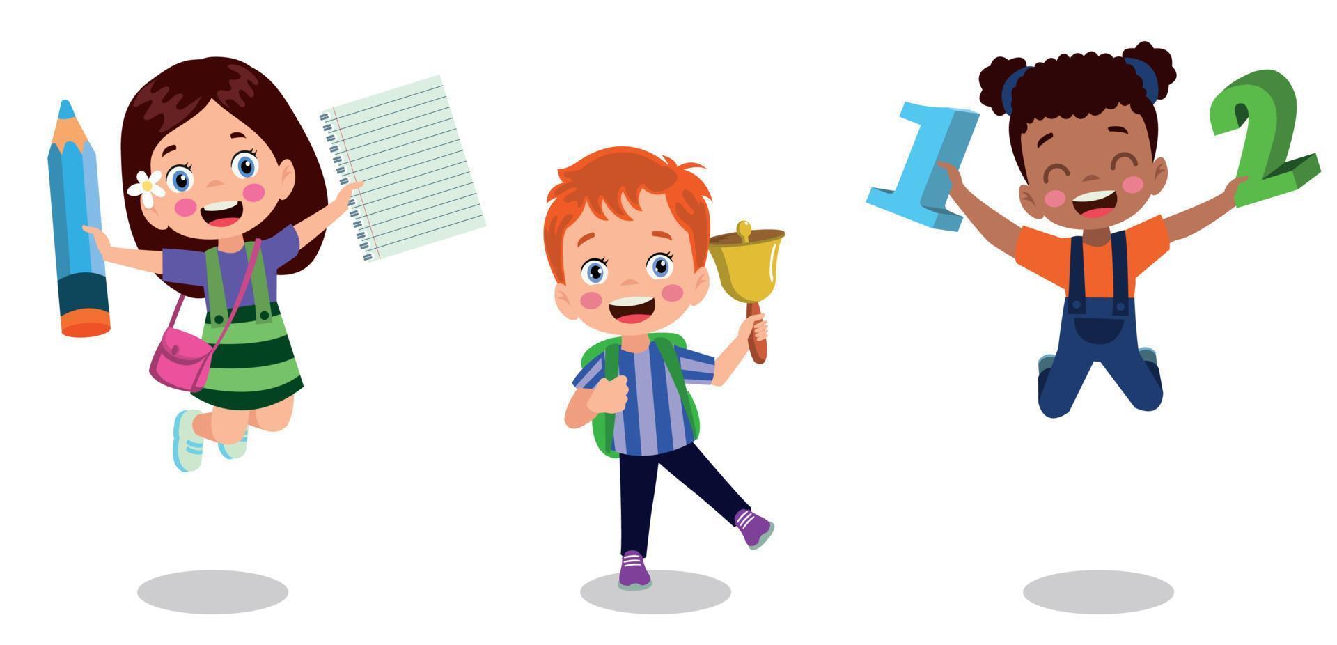 back to school school classroom and cute happy students vector