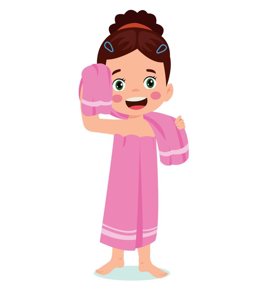 Little boy wearing bathrobe standing with towel vector image