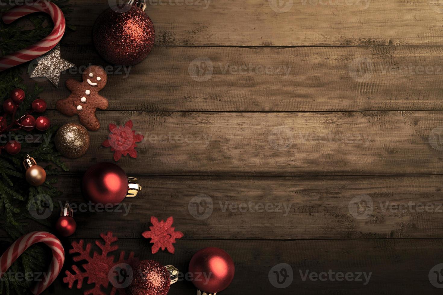 christmas ornament on a wooden table with a bit of light vintage style photo