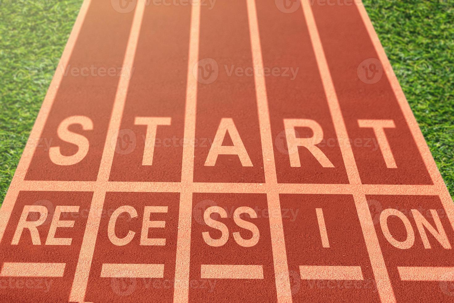 running track marked start and recession photo