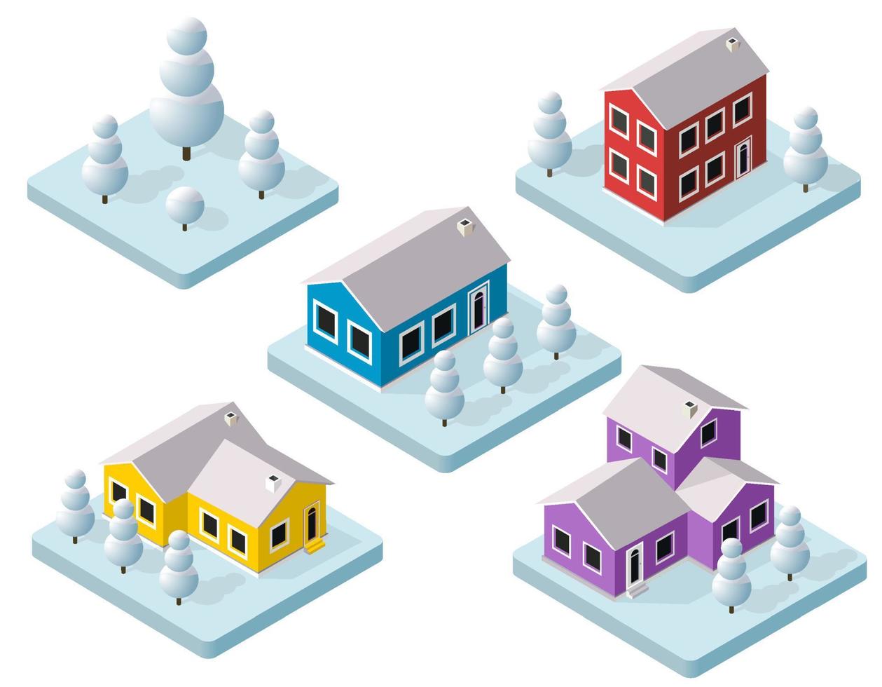 New Year Christmas 3d house in the winter forest. Isometric building in the natural landscape vector