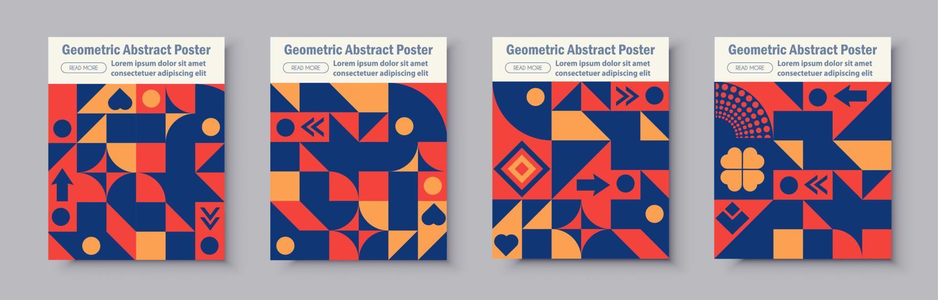 Cover Set illustration geometric pattern with basic pop Art design elements. Collection of brochures, posters, banners, flyers, and cards. vector