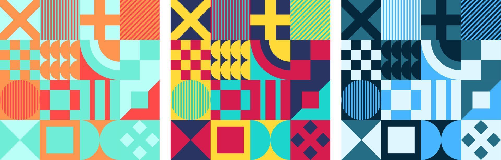 Geometric vector pattern design in Bauhaus styles, background design, for web design, business card, invitation card, poster, landing page, book cover design.