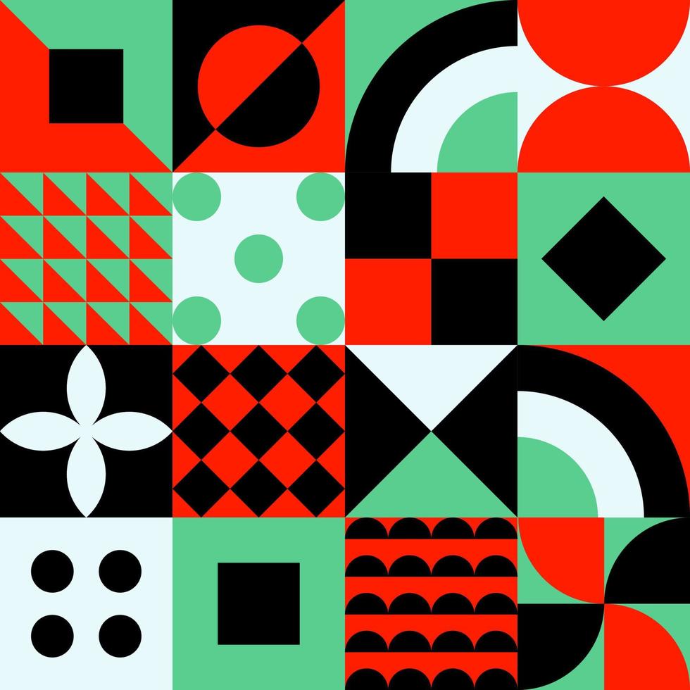 Geometric vector pattern design in Bauhaus styles, background design, for web design, business card, invitation card, poster, landing page, book cover design.