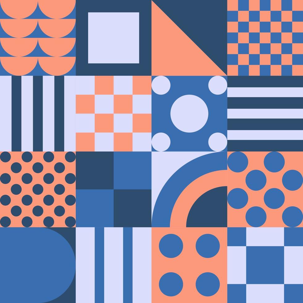 Geometric vector pattern design in Bauhaus styles, background design, for web design, business card, invitation card, poster, landing page, book cover design.