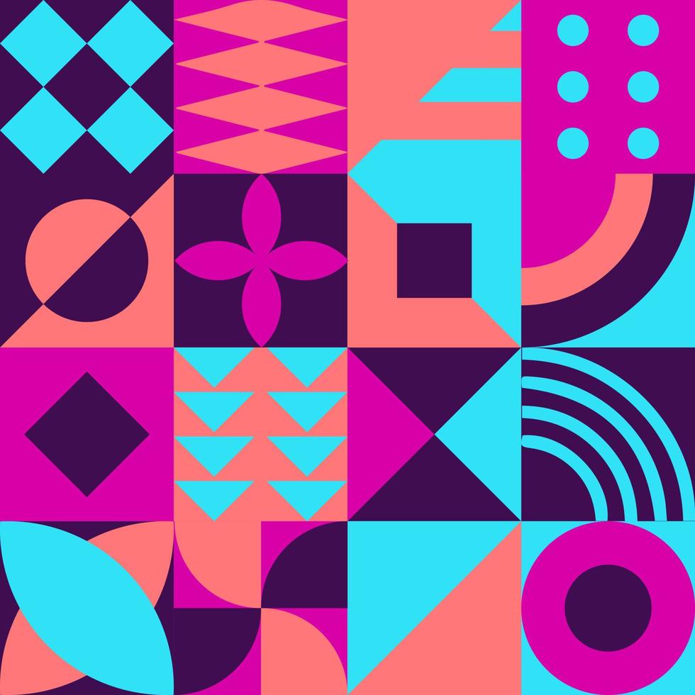 Geometric vector pattern design in Bauhaus styles, background design, for web design, business card, invitation card, poster, landing page, book cover design.