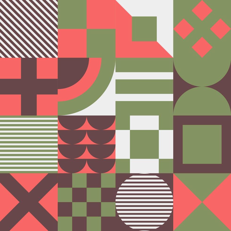 Geometric vector pattern design in Bauhaus styles, background design, for web design, business card, invitation card, poster, landing page, book cover design.