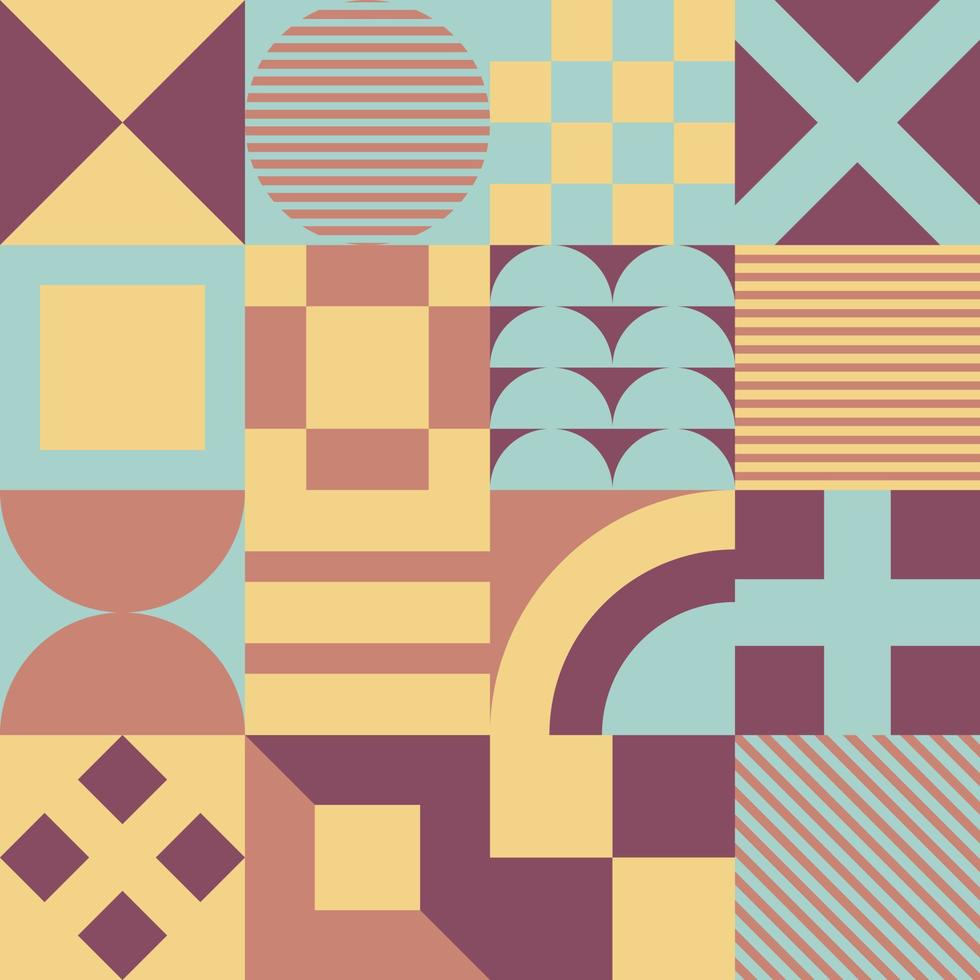 Geometric vector pattern design in Bauhaus styles, background design, for web design, business card, invitation card, poster, landing page, book cover design.