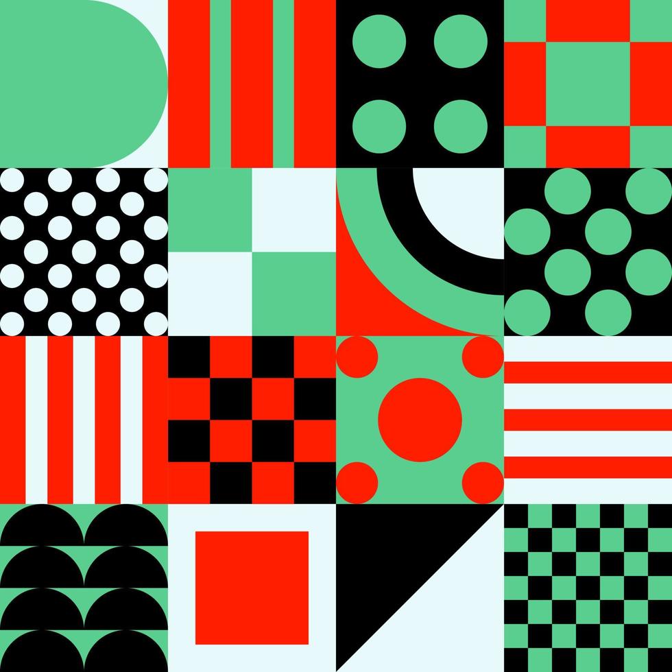Geometric vector pattern design in Bauhaus styles, background design, for web design, business card, invitation card, poster, landing page, book cover design.
