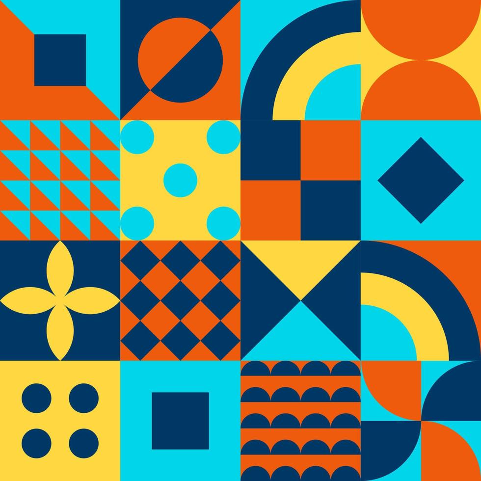 Geometric vector pattern design in Bauhaus styles, background design, for web design, business card, invitation card, poster, landing page, book cover design.