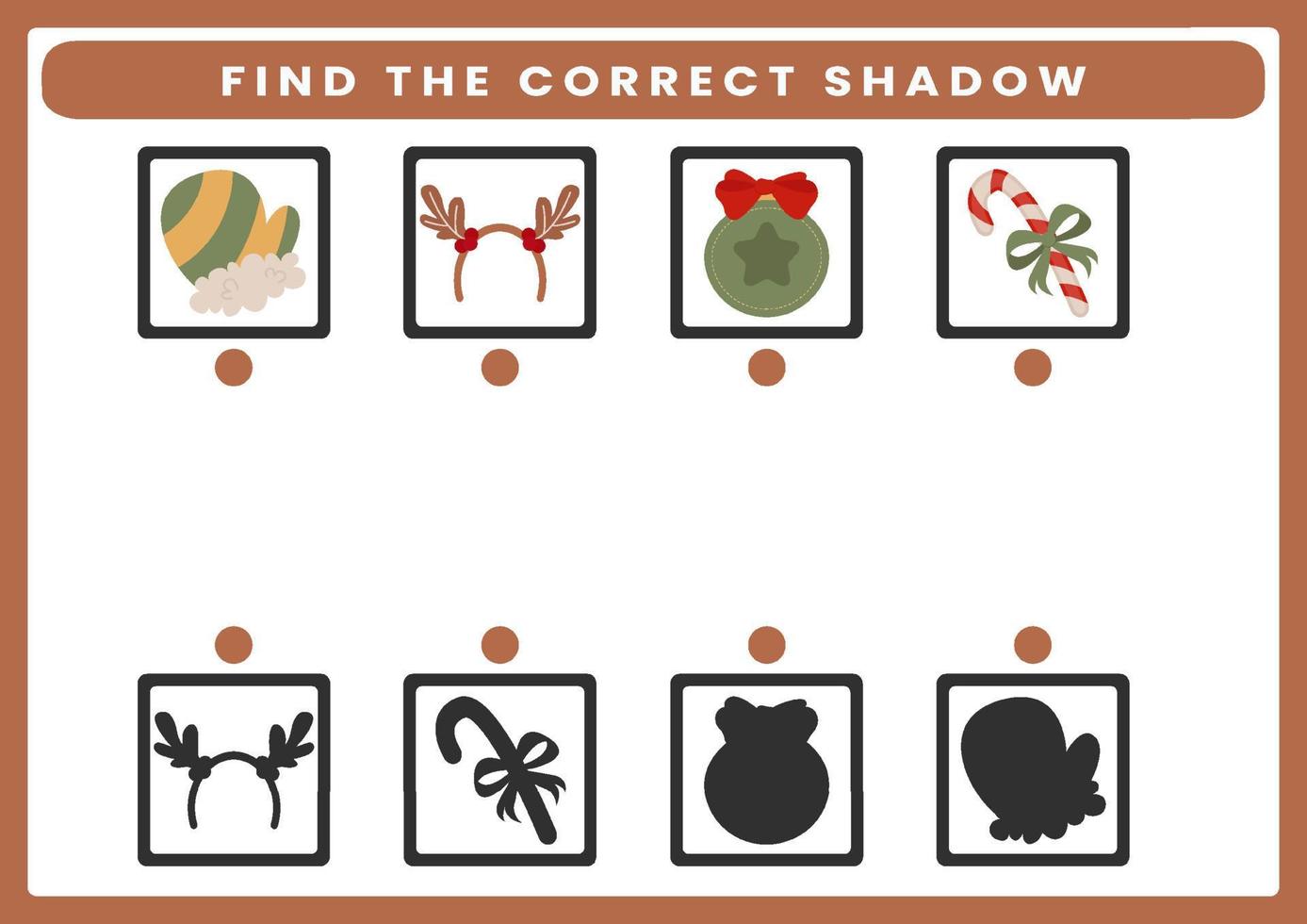 Christmas shadow matching activity for children vector