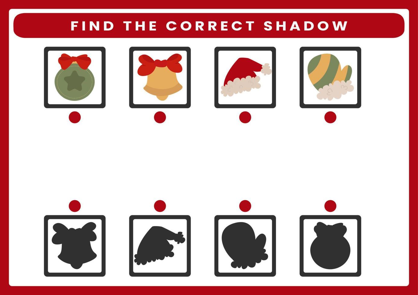 Christmas shadow matching activity for children vector