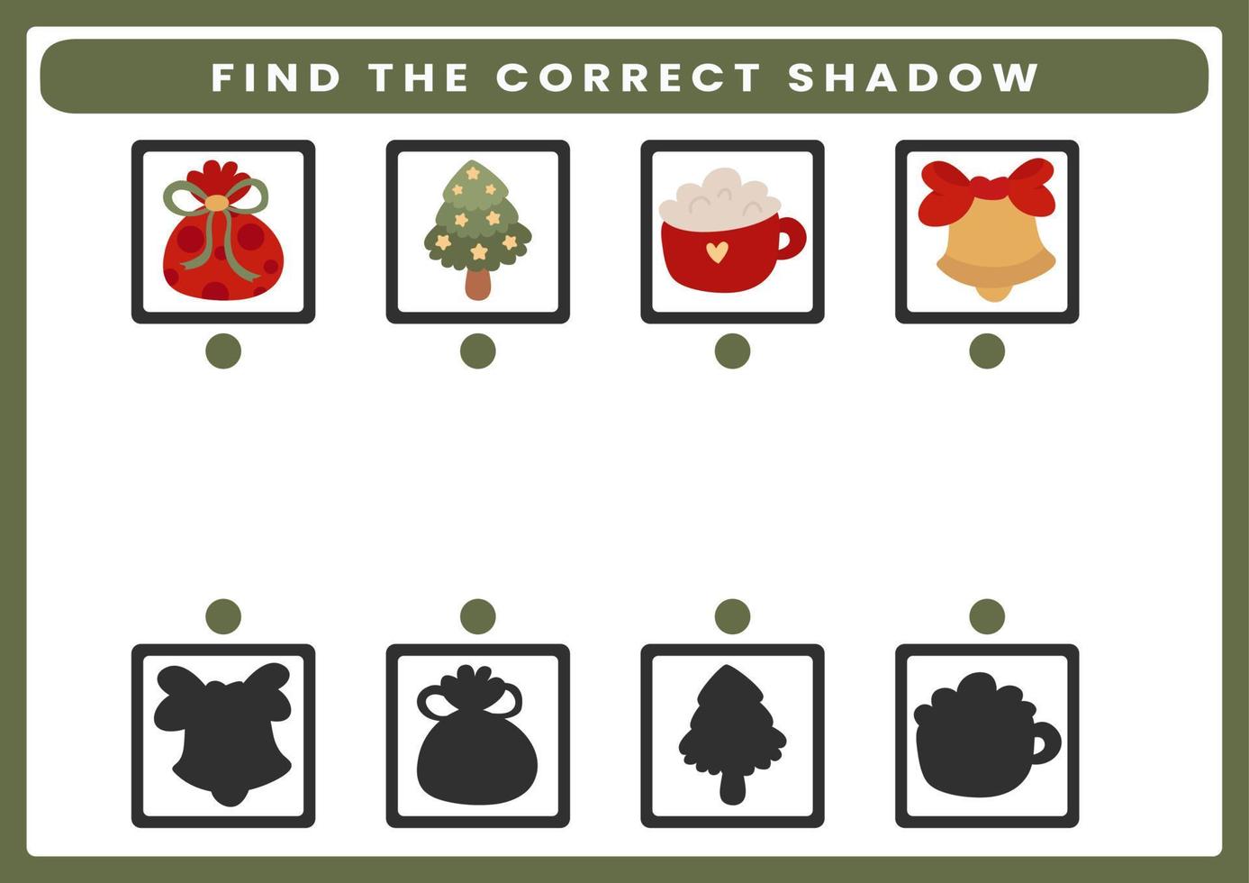 Christmas shadow matching activity for children vector