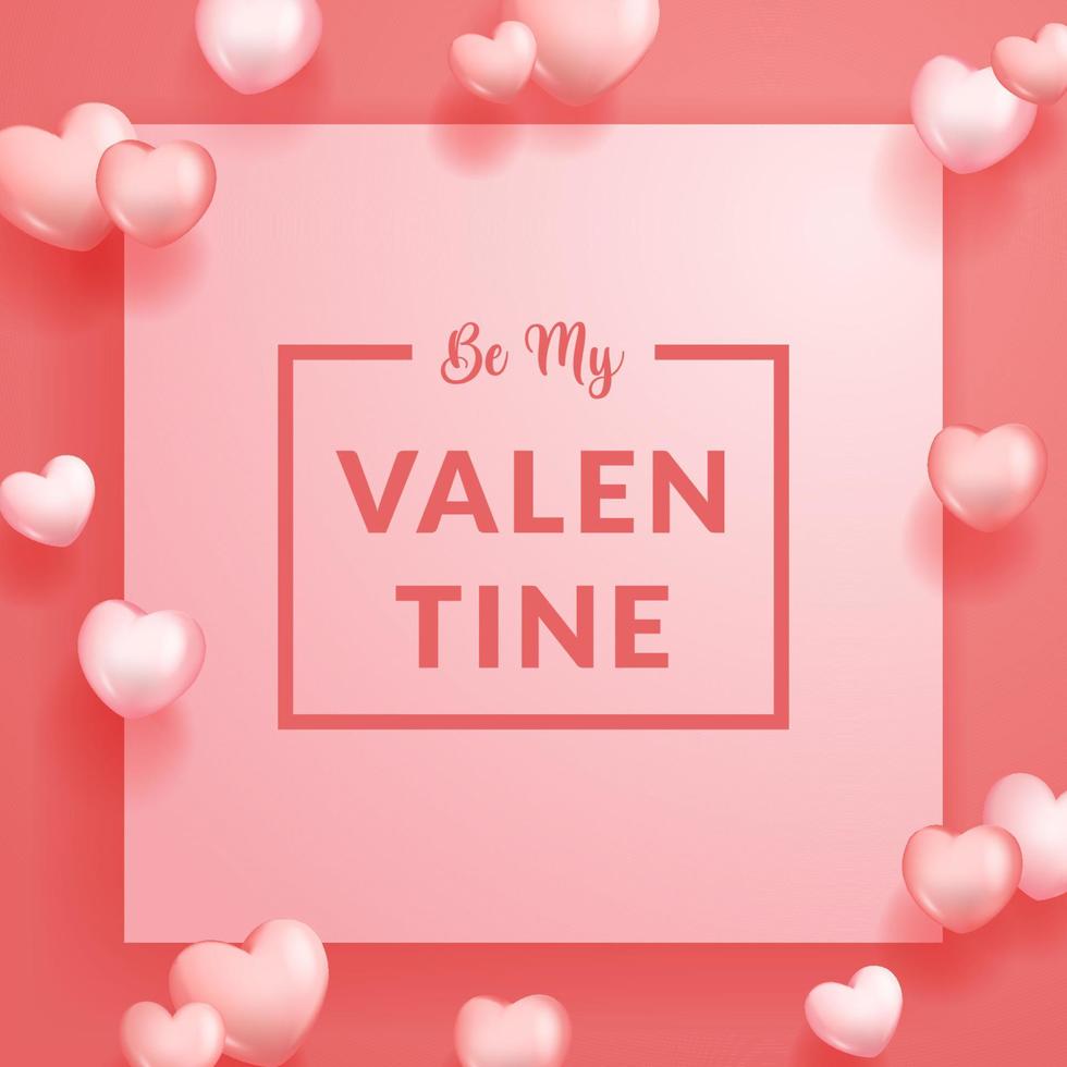 ser mi tarjeta de felicitación de redes sociales cuadradas de san valentín con forma de hogar en colores pastel rosa suave lindo 3d vector