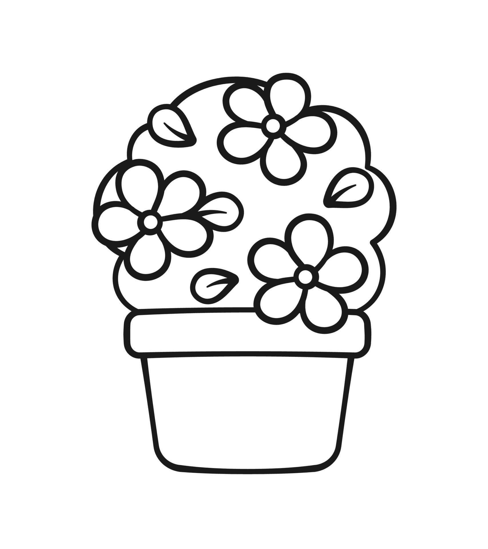 Indoor house plant flower pot cute cartoon outline line art ...