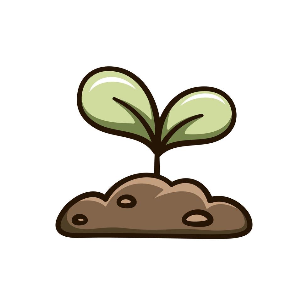 Little seedling sprout cute cartoon illustration. Gardening farming agriculture clipart. vector