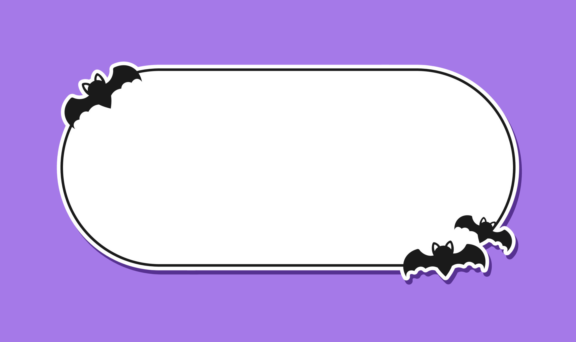 Bat long rounded border frame name tag sticker template Halloween