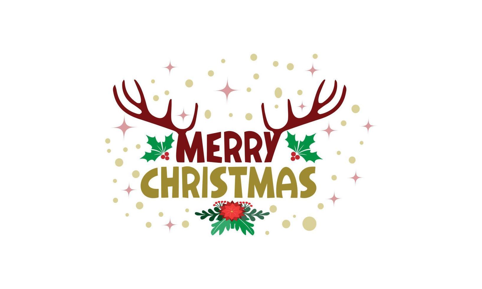 merry christmas text and deer to design greeting card vector