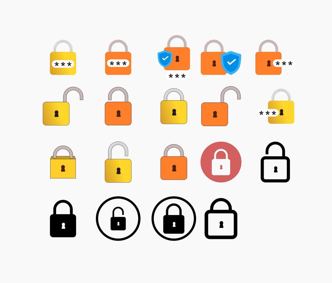 Padlock vector icon set