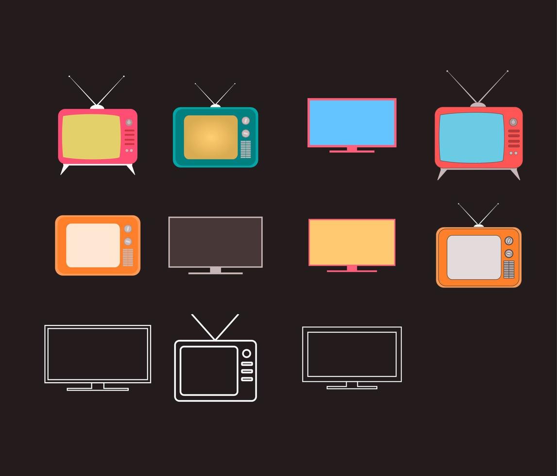 TV Monitor vector icons set