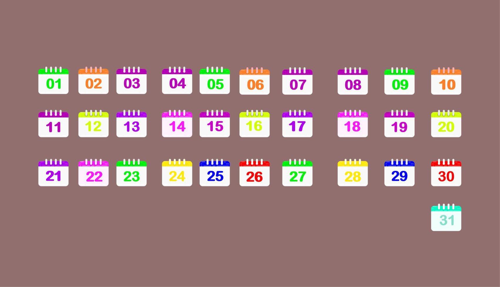 un conjunto de iconos básicos de todos los días del calendario en un conjunto de vectores