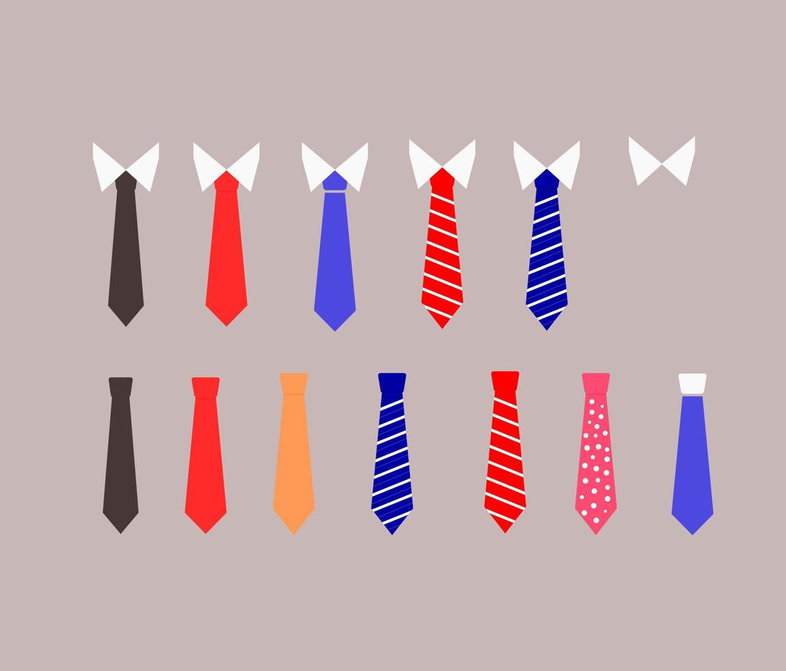 Set different ties vector isolated