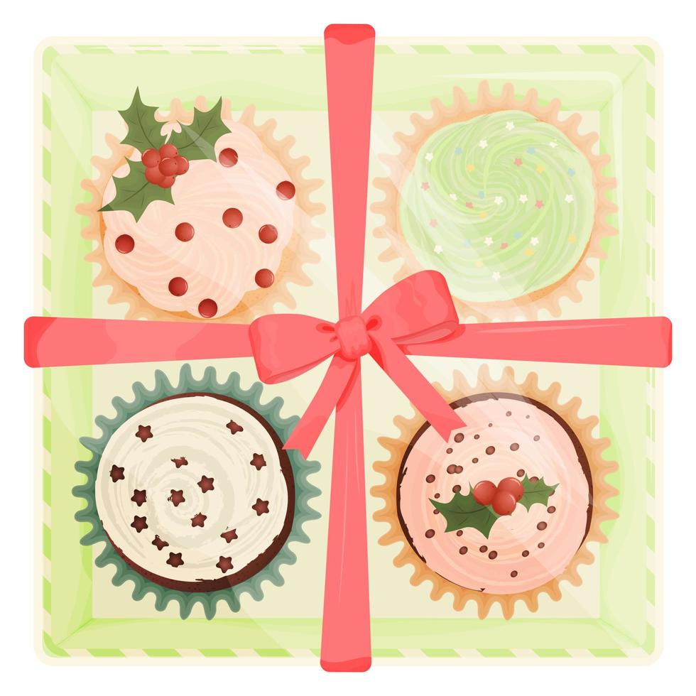 Sweets Top View Cupcake Box vector