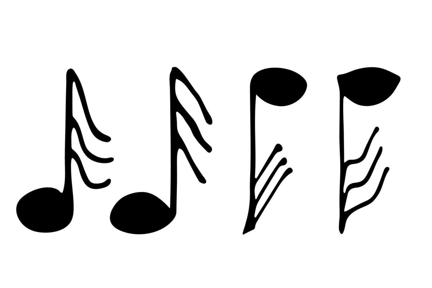 conjunto de garabatos de notas musicales. símbolo musical dibujado a mano. elementos para impresión, web, diseño, decoración, logotipo vector