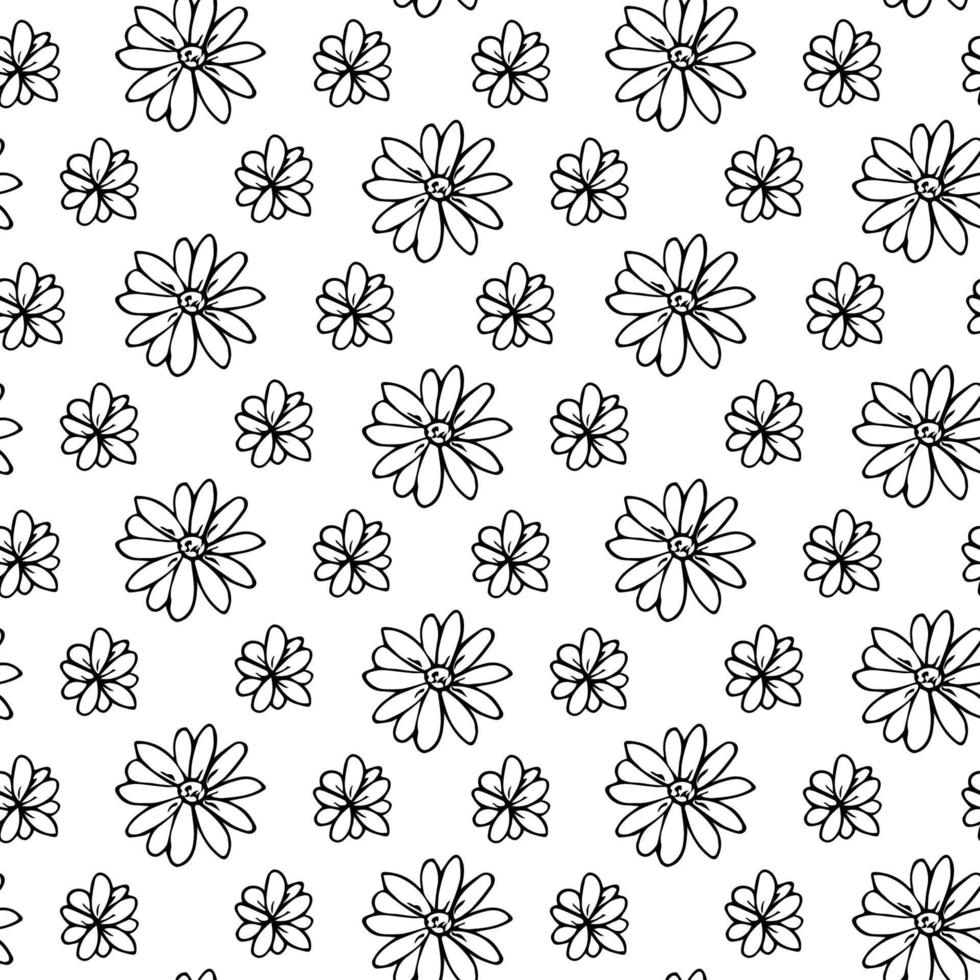 Vector seamless pattern for decorative print. Hand drawn flower doodle.