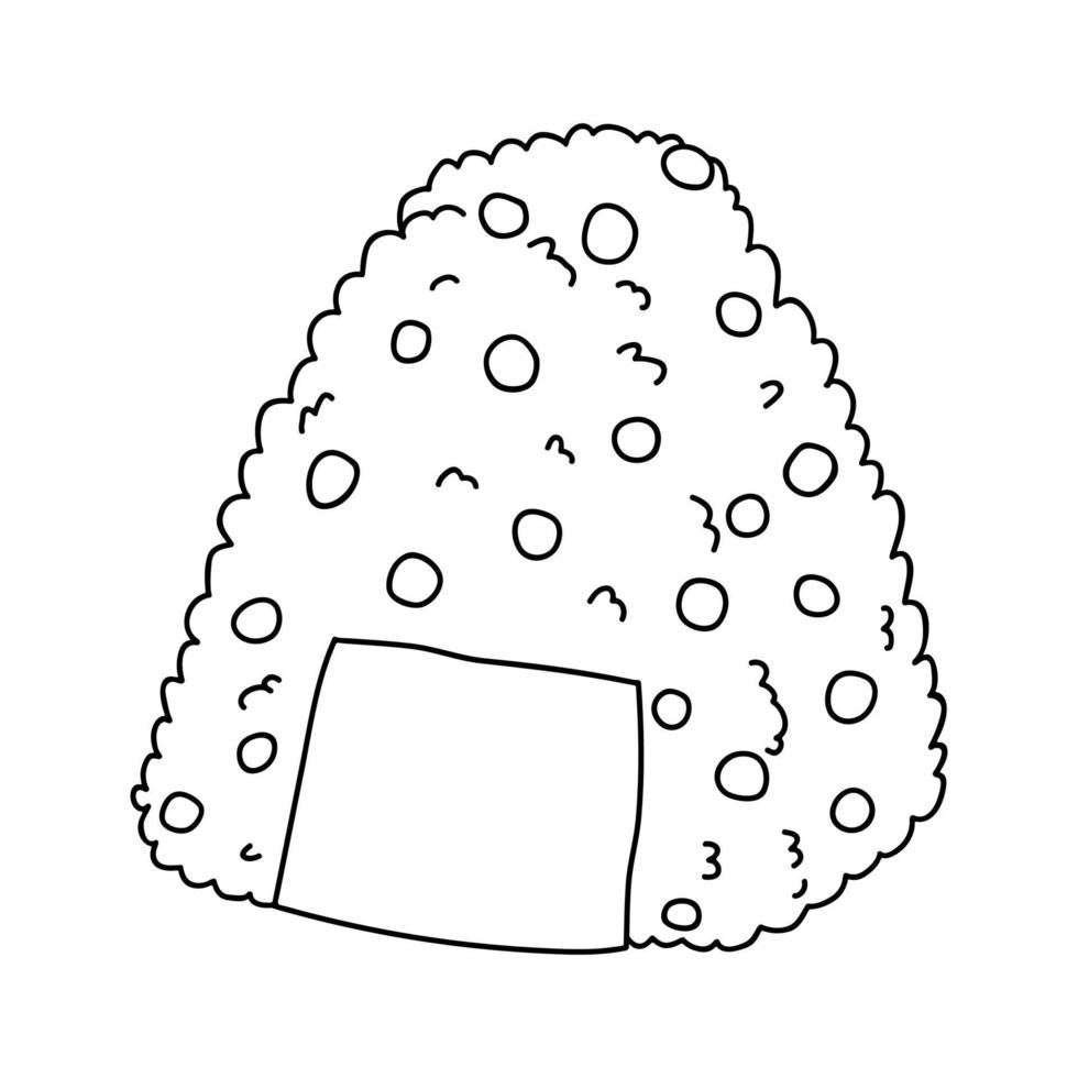 Hand drawn onigiri clipart. Japanese fast food made of rice. Rice ball in nori seaweed vector