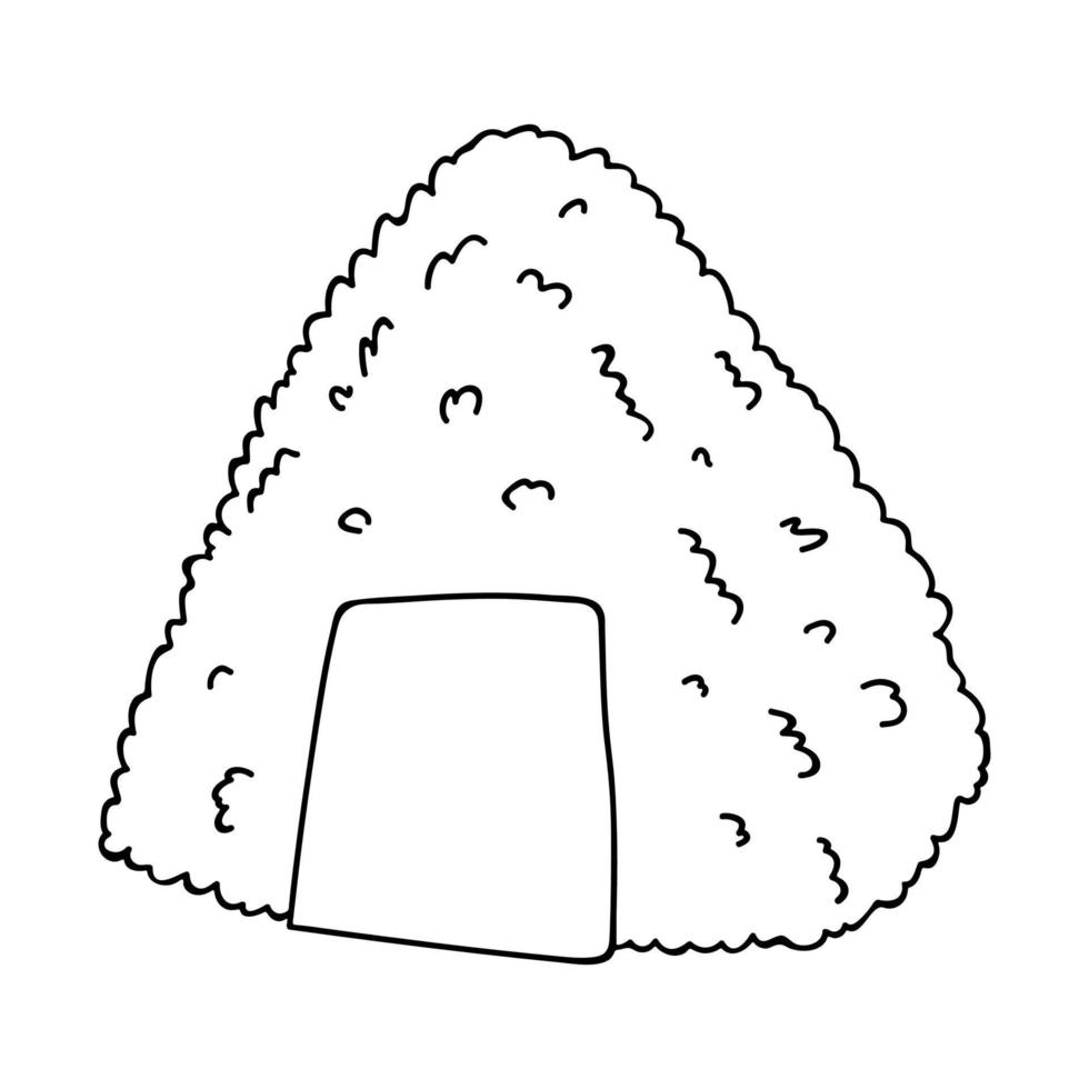 Hand drawn onigiri clipart. Japanese fast food made of rice. Rice ball in nori seaweed vector