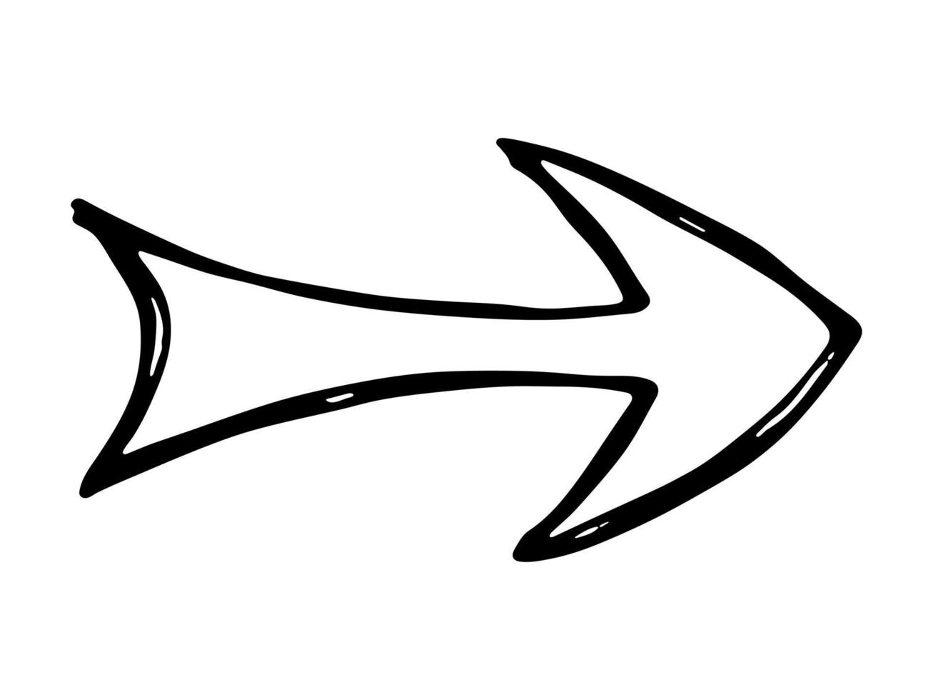 Hand drawn ink arrow illustration in sketch style. Business doodle clipart. Single element for design vector