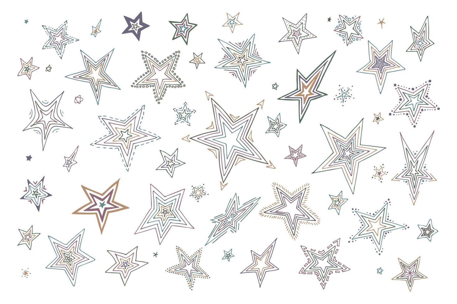 Vector hand drawn star clipart. Doodle set for print, web, greeting card, design, decor