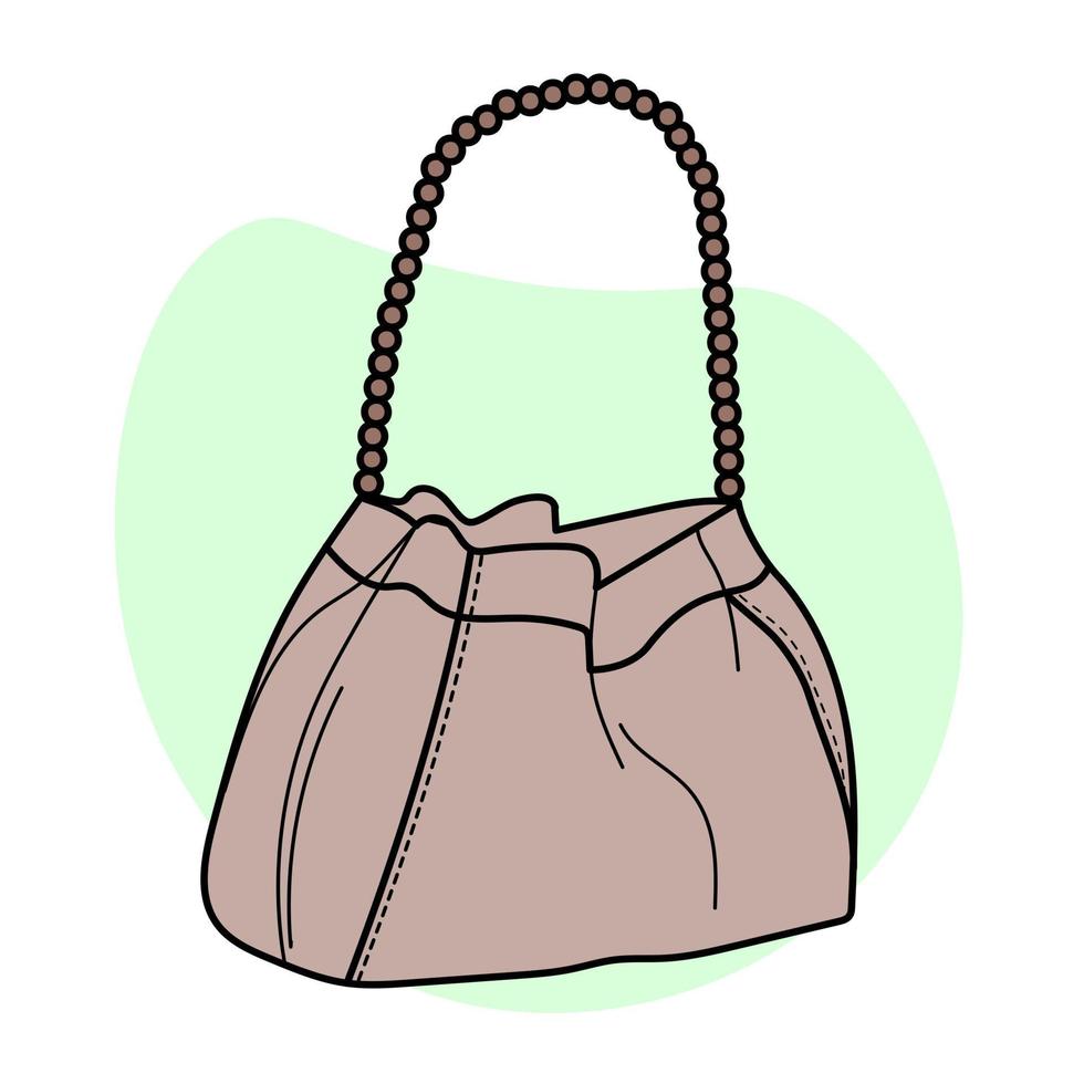 Freehand line art of womens handbag silhouette. Piece of clothing. Accessory vector