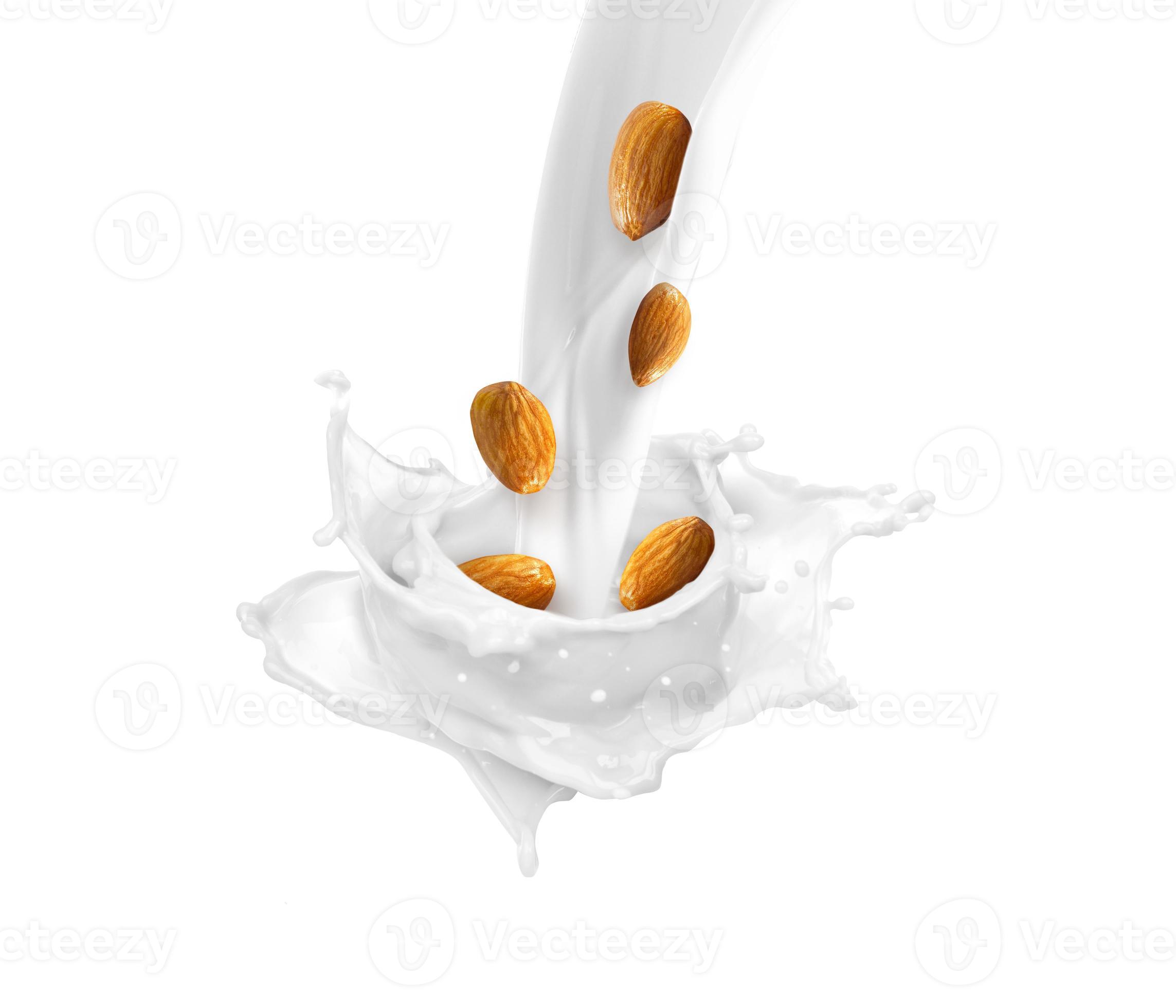 milk splash effect with almonds for design use 15633451 Stock Photo at
