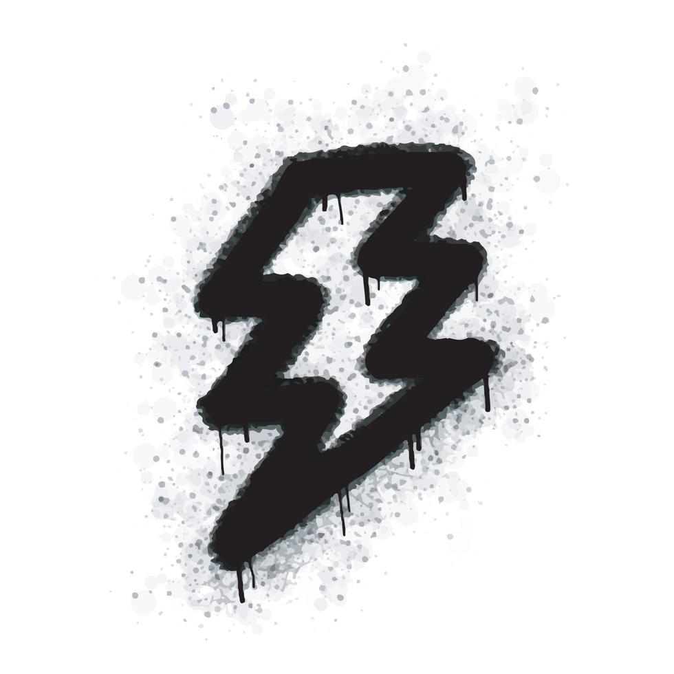 Spray graffiti collection in black on white. lightning symbol. isolated on white background. vector illustration