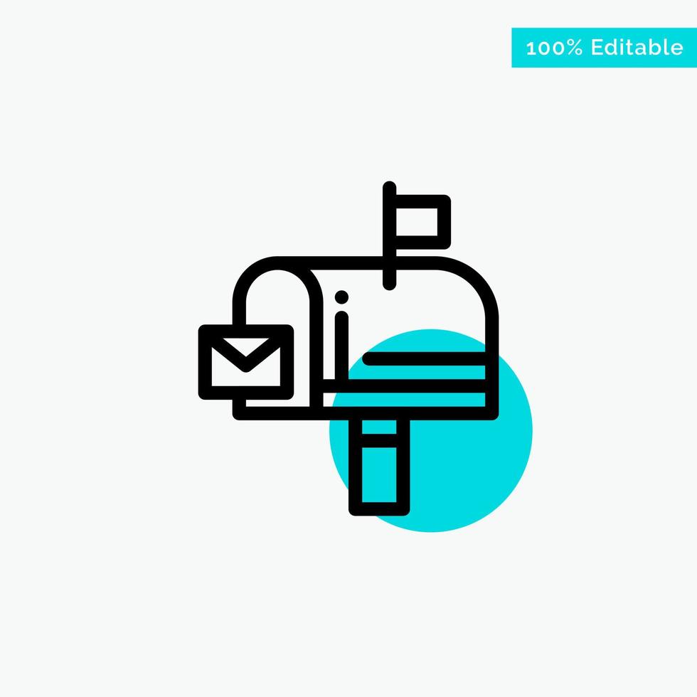 Mail Box Message Email turquoise highlight circle point Vector icon