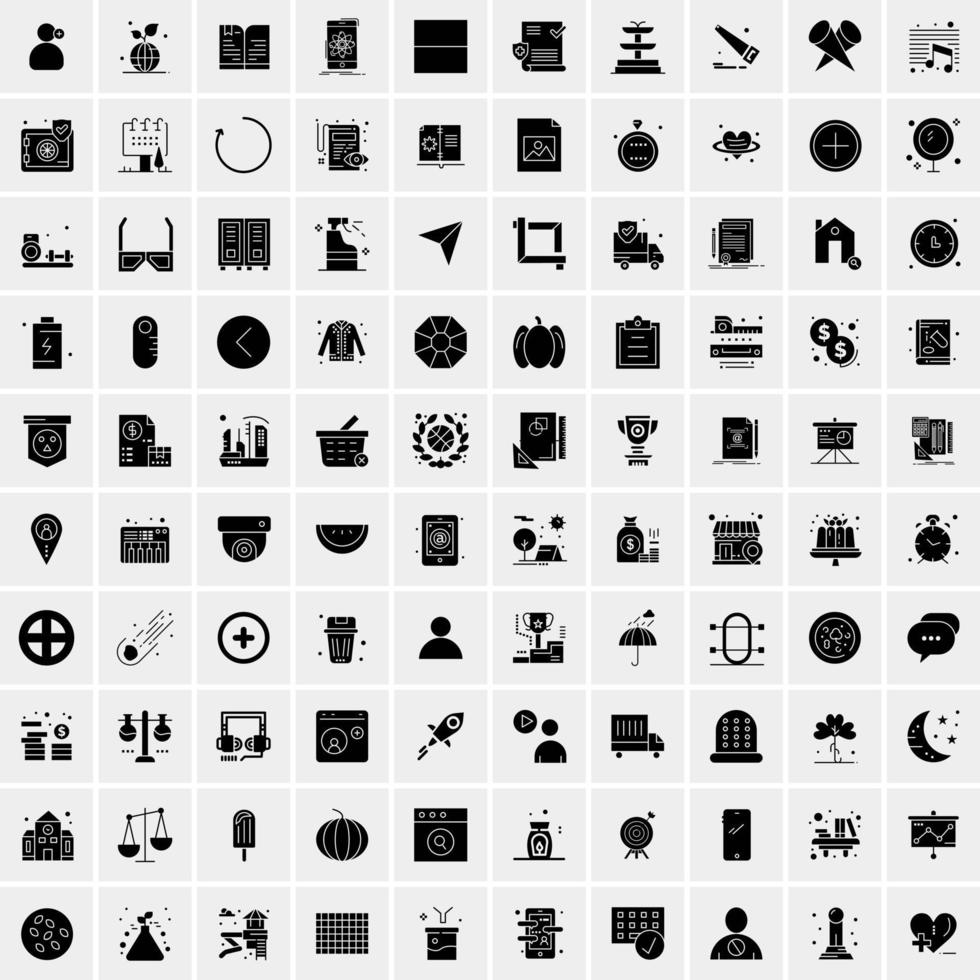 Set of 100 Universal Solid Icons vector