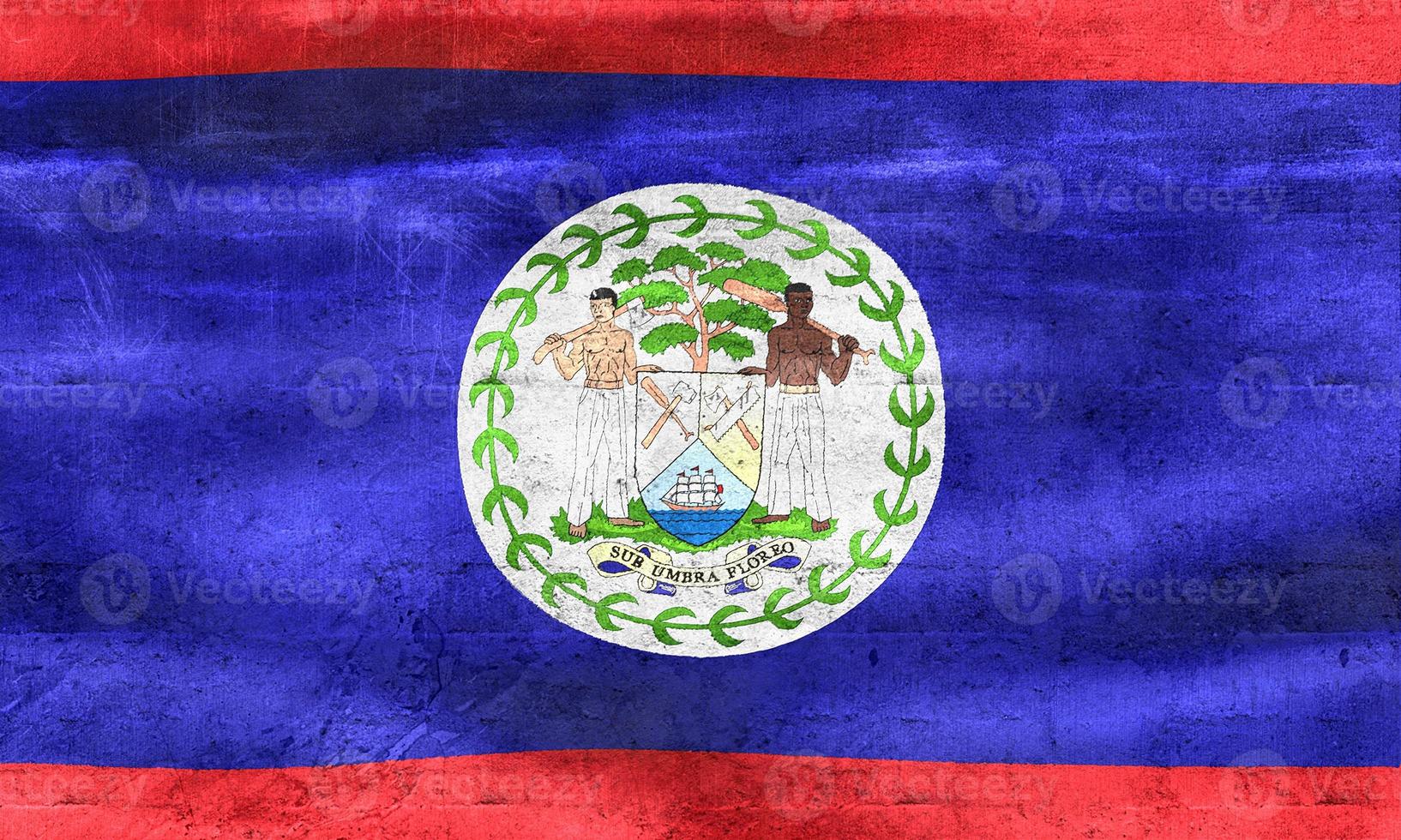 Belize flag - realistic waving fabric flag photo