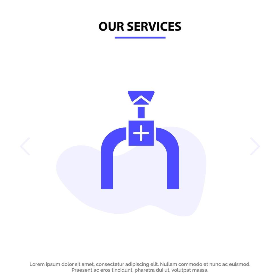 Our Services Pipeline Pipe Gas Line Solid Glyph Icon Web card Template vector