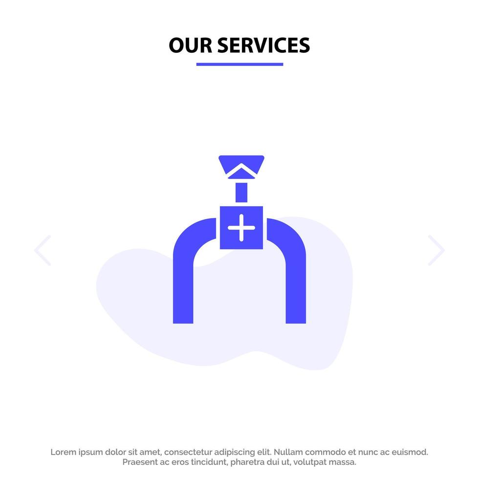 Our Services Pipeline Pipe Gas Line Solid Glyph Icon Web card Template vector