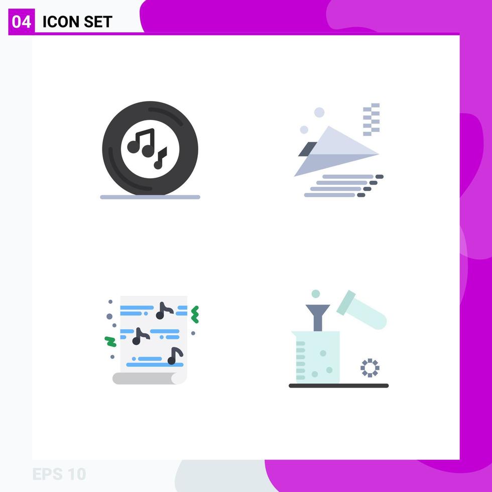 Set of 4 Commercial Flat Icons pack for music funny player paper plane religion Editable Vector Design Elements