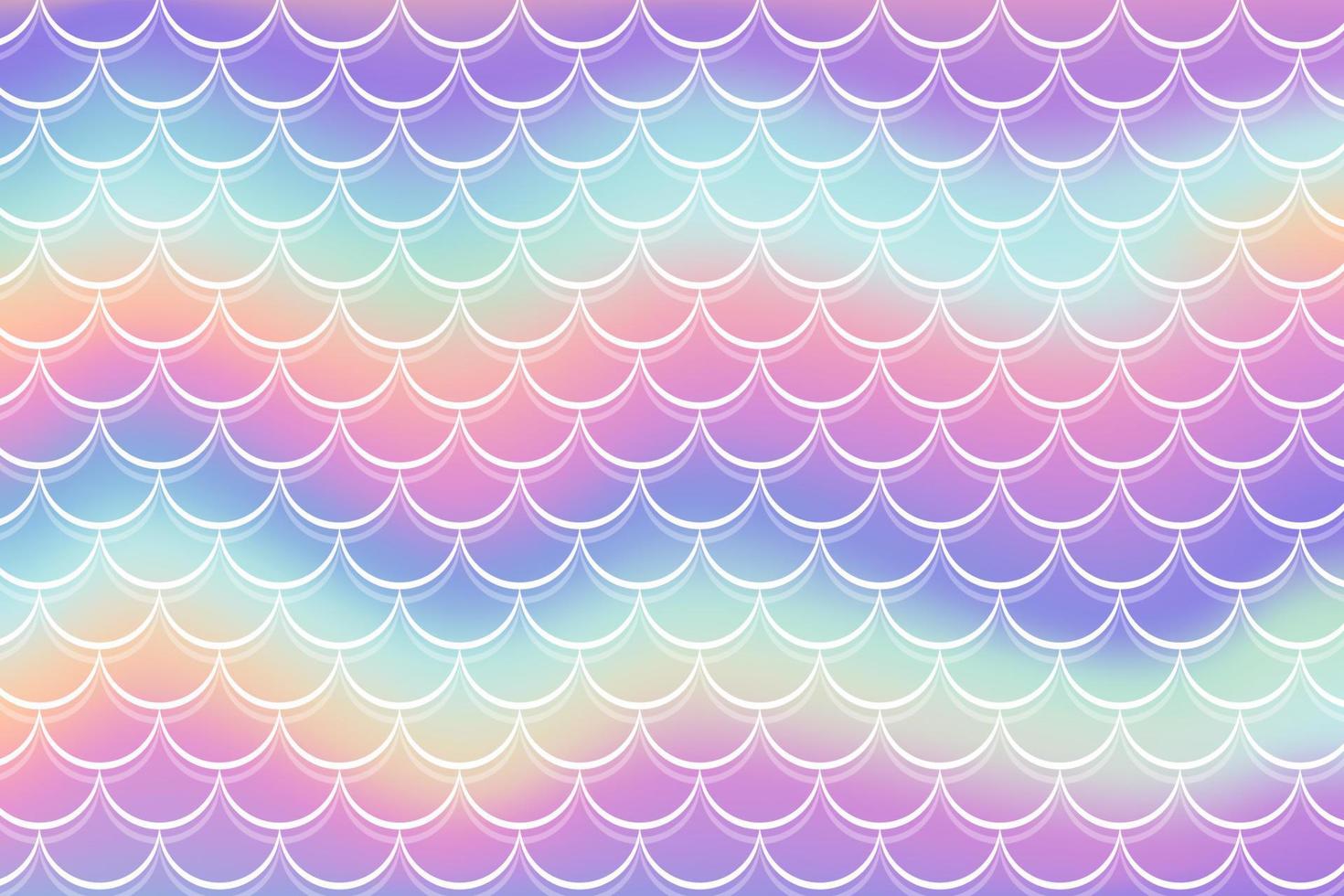 Mermaid rainbow background in fantasy style with scales. Unicorn holographic gradient texture. Sea fish kawaii vector backdrop.