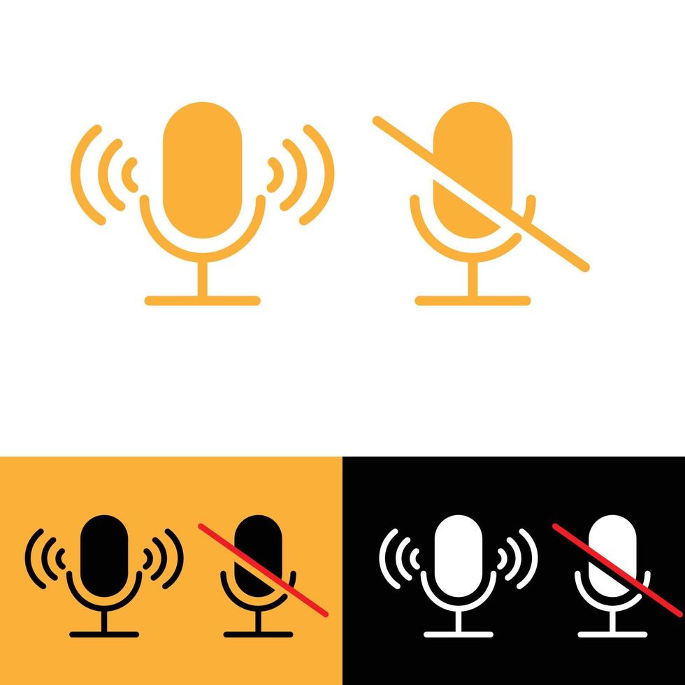 Microphone and muted microphone icon, vector illustration logo icon