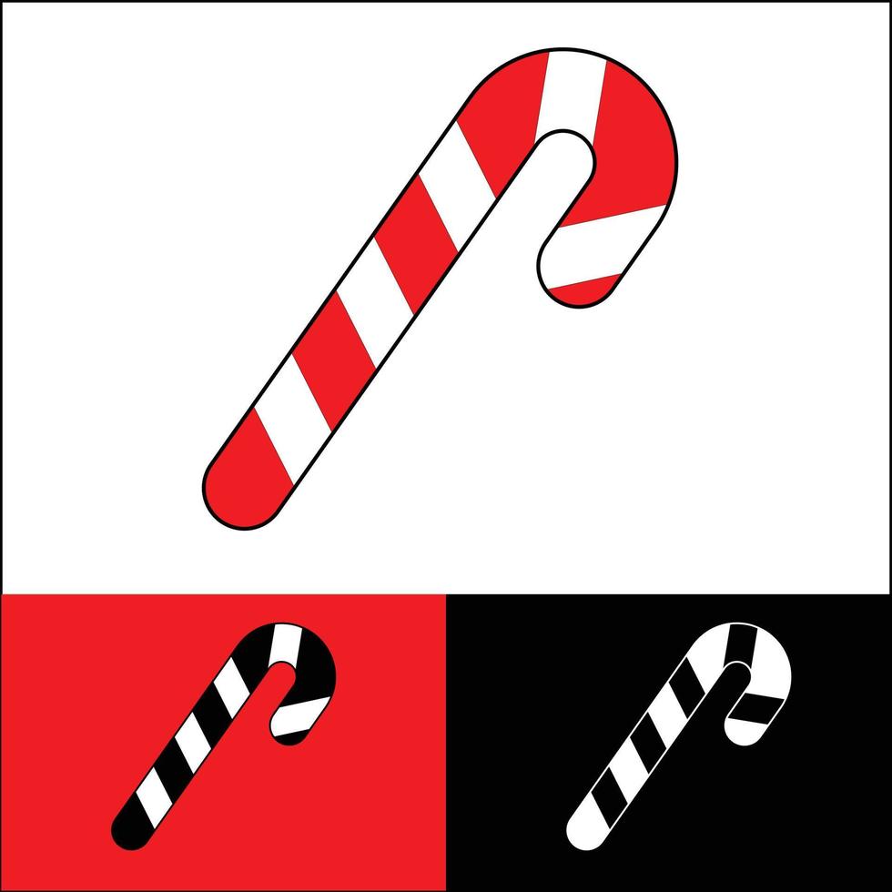 Vector illustration of candy cane sweet stick. Christmas or New Year festive flat icon